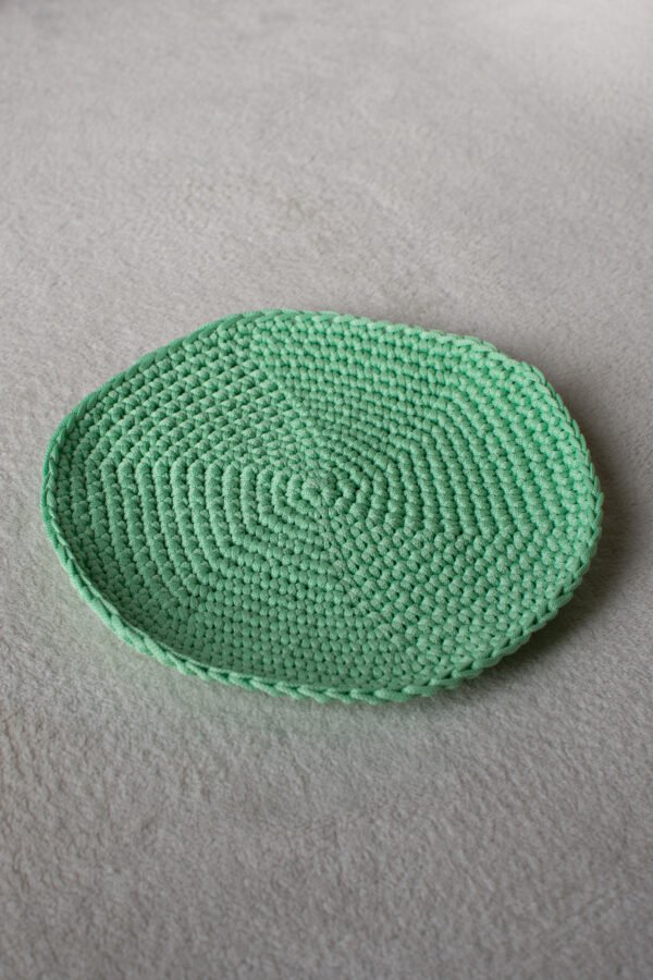 set de gamelle simple rond en crochet vert