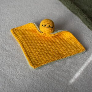 doudou poussin jaune en crochet et tissu tout doux